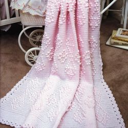 pretty popcorns afghan vintage crochet pattern 200