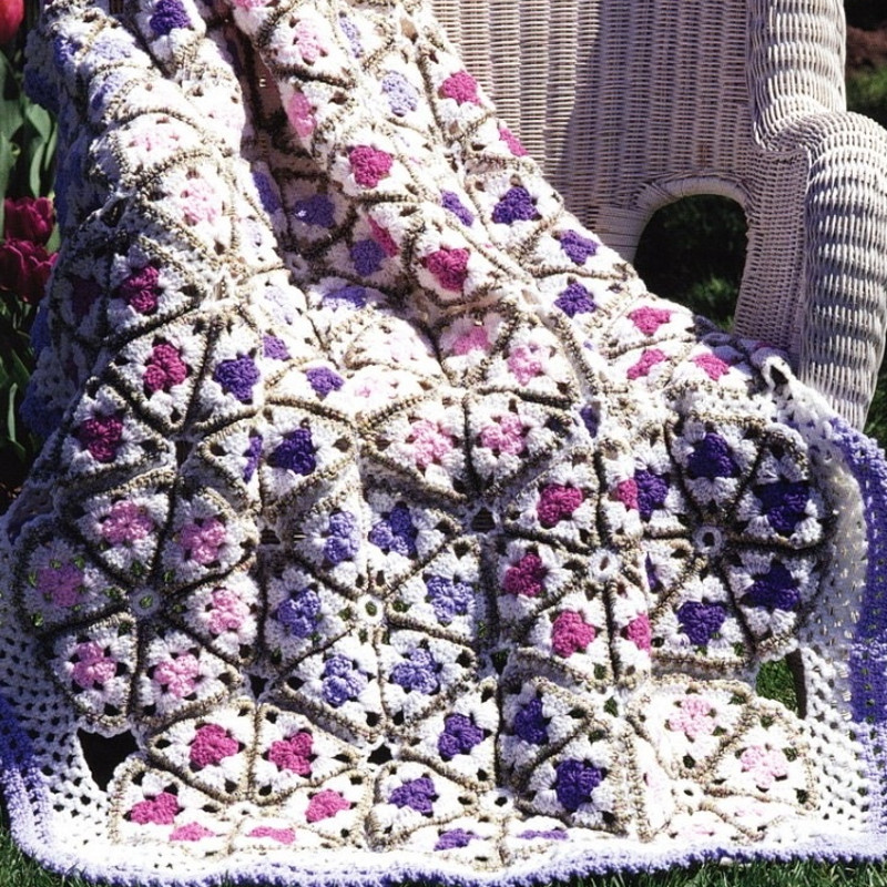 flower afghan crochet vintage pattern