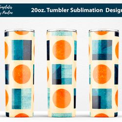 seamless orange blue geometric retro tumbler wrap