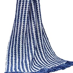 blue cables afghan vintage crochet pattern 226
