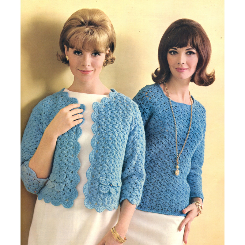 shell jacket pullover crochet vintage pattern