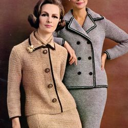 Vintage Crochet Pattern 214 SET Princessa Suit & Double Breasted Suit Women