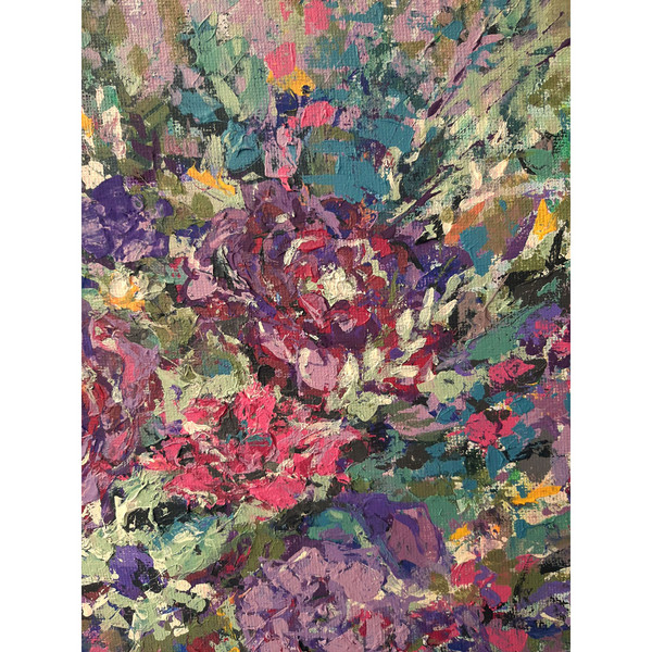 Purple Roses. Fragment of a close-up Original artwork hand painted by artist.