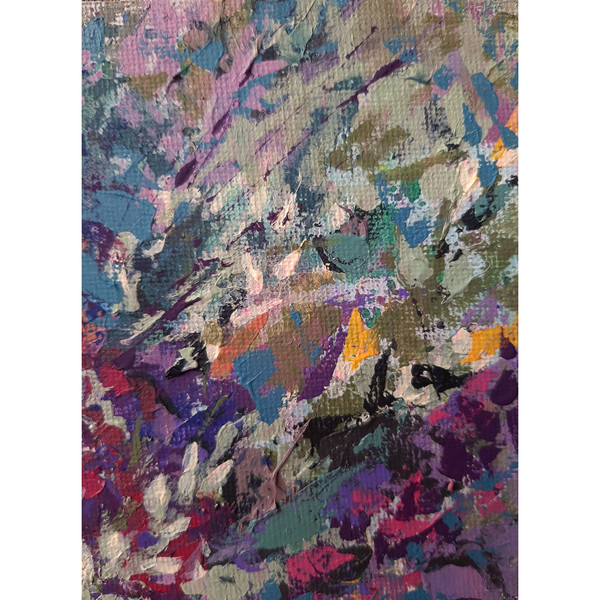 Abstract Lilac Flowers. Fragment of acrylic painting for Home decor.