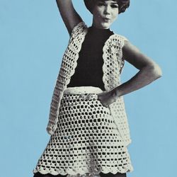 vintage crochet pattern 231 mini-skirt & vest women
