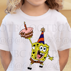 Spongebob Square Pants with Birthday Cake-  Birthday t-shirt design Cricut Sublimation PNG SVGs