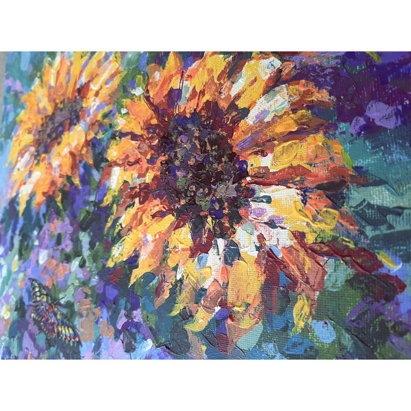Fragment of a close-up Sunflowers art.