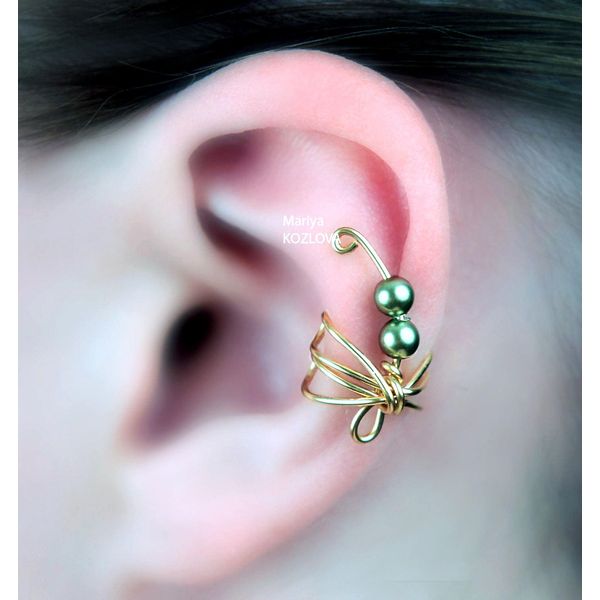 Fake Ear Piercing Small Fairy Gold Dragonfly Conch Insect - Inspire Uplift