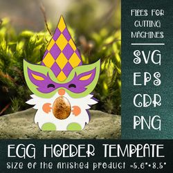 Mardi Gras Gnome Egg Holder Template SVG