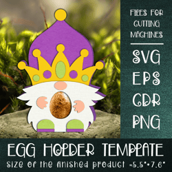 mardi gras king gnome egg holder template svg