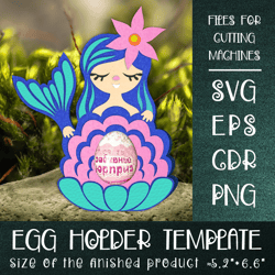 Mermaid with seashell | Chocolate Egg Holder template SVG