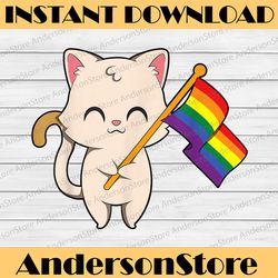 cat holding lgbt flag equality pride lgbt month png sublimation design