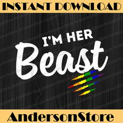 lgbt pride rainbow couples for lesbians i'm her beast beauty lgbt month png sublimation design