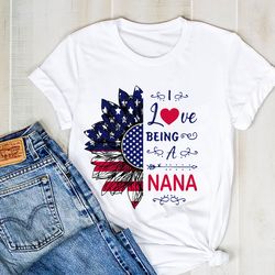 i love being a nana sunflower flag shirt, nana silhouette shirt, nana tee, nana shirt