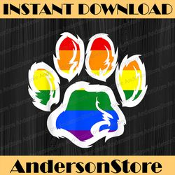 rainbow pride furry dog paw print lgbt month png sublimation design