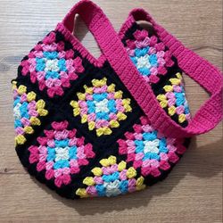Crochet Granny Square Tote Bag, Crochet Patchwork Bag, Crochet Tote Bag, Crochet  Bag