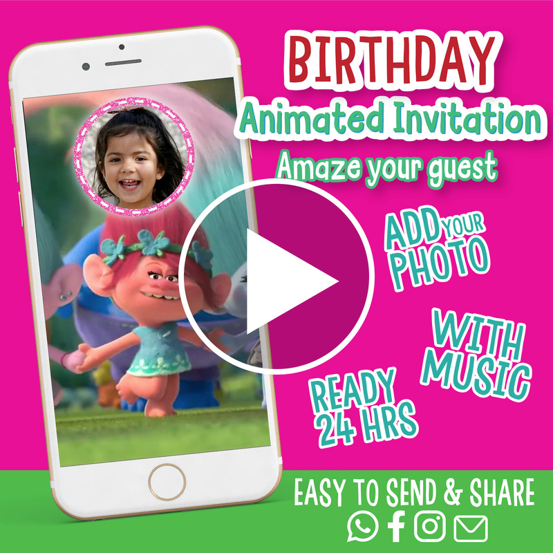 Trolls Animated Video Invitationjpg