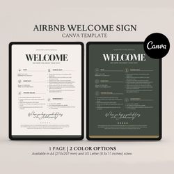 Minimalist Welcome Sign template for Airbnb VRBO Hosts, House Rules, Wi-Fi, Check-Out Info, Vacation Rental