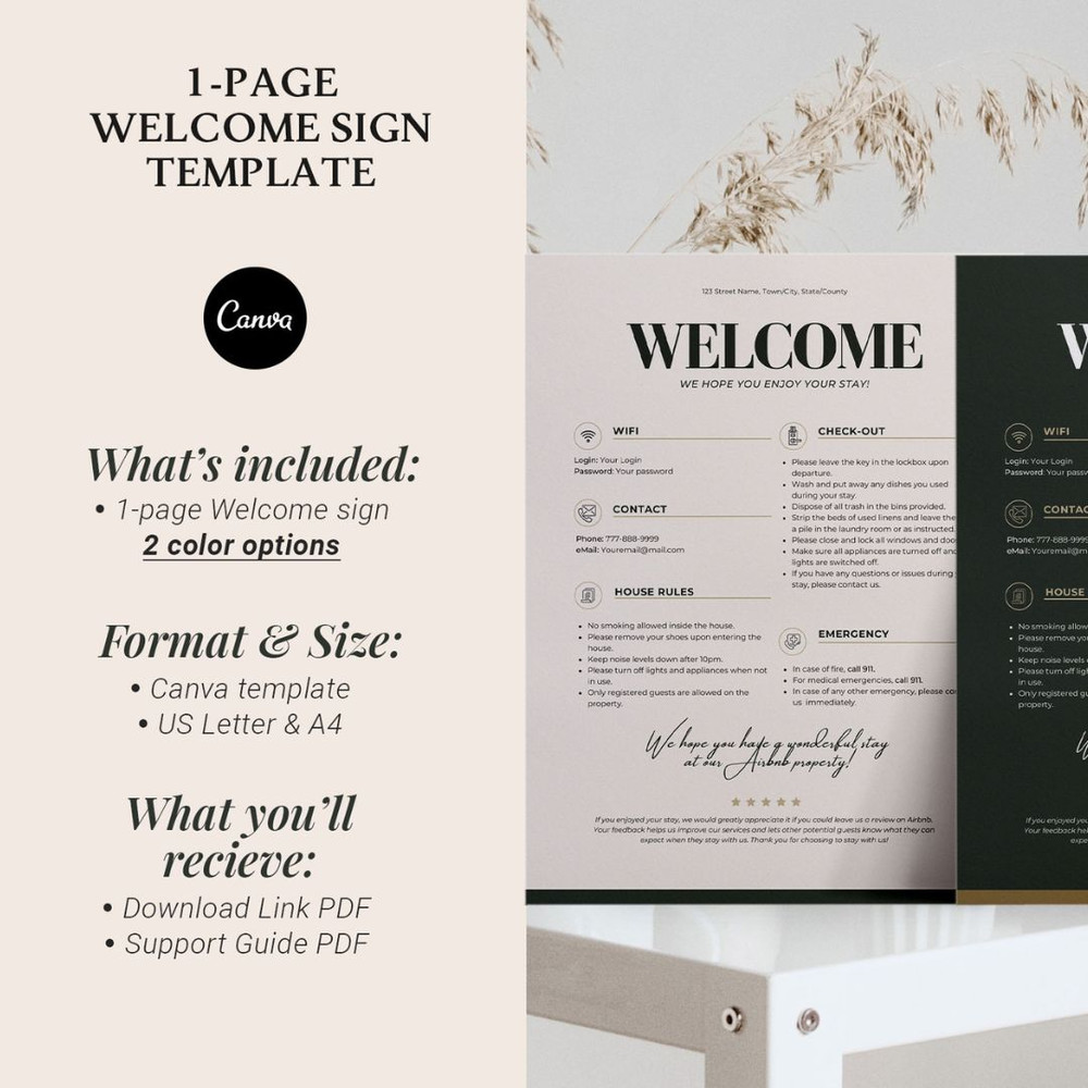 Minimalist Welcome Sign template for Airbnb VRBO Hosts, House Rules, Wi-Fi, Check-Out Info, Vacation Rental  (2).jpg