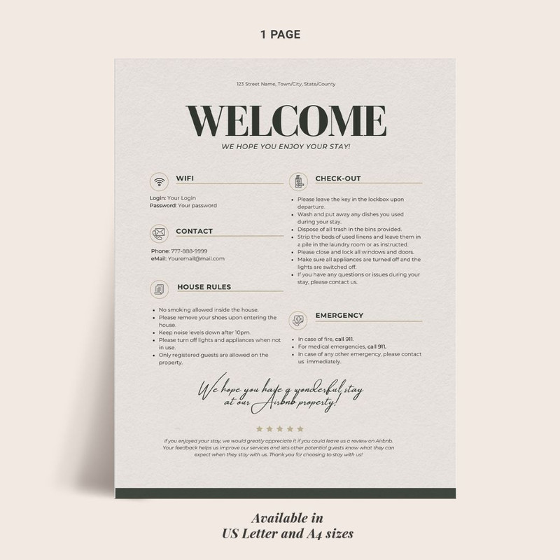 Minimalist Welcome Sign template for Airbnb VRBO Hosts, House Rules, Wi-Fi, Check-Out Info, Vacation Rental  (3).jpg