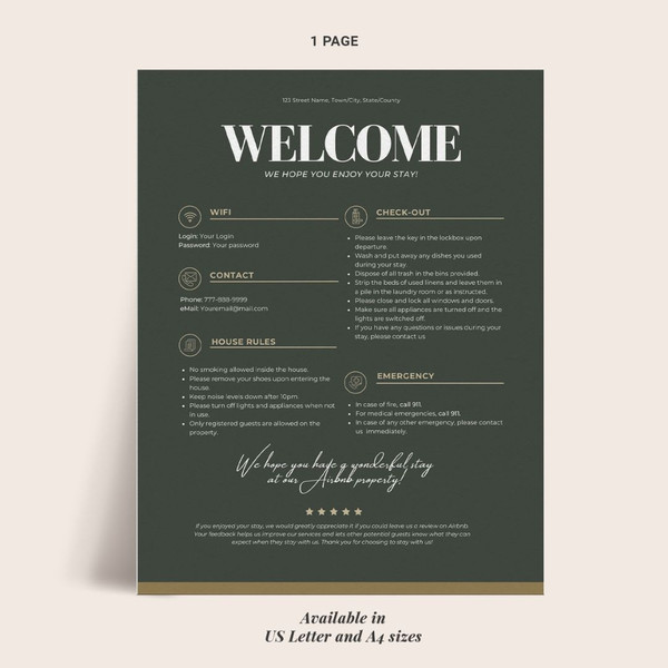 Minimalist Welcome Sign template for Airbnb VRBO Hosts, House Rules, Wi-Fi, Check-Out Info, Vacation Rental  (5).jpg