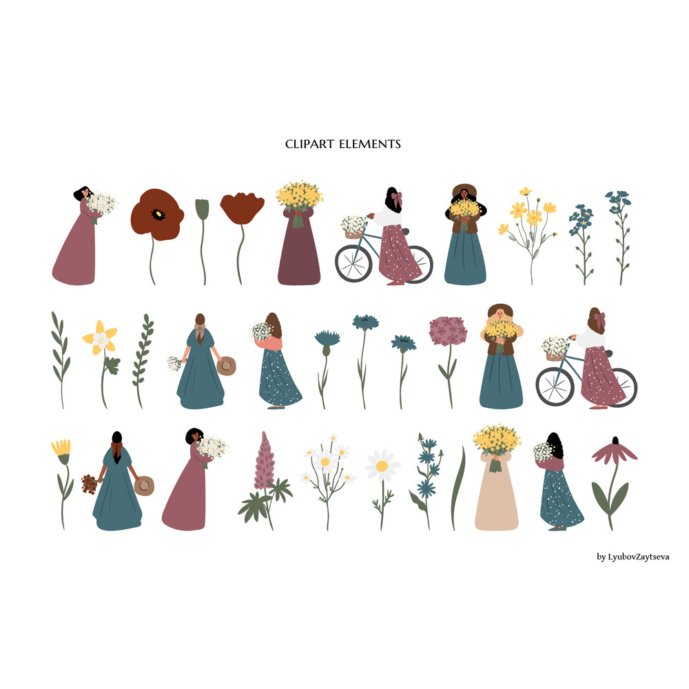 Wildflower meadow girl clipart-diy-illustration (2).jpg