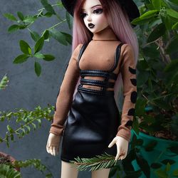 Fairyland Minifee MSD BJD Clothes - Black eco leather pencil skirt