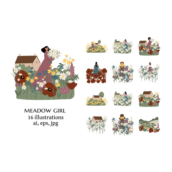 Wildflower meadow girl clipart-illustration (1).jpg