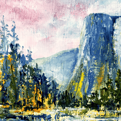 Yosemite National Park Original Oil painting National Park California Landscape Original Art 7 by 5