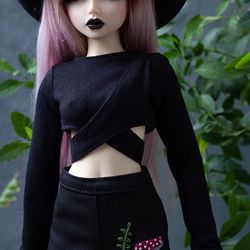 Fairyland Minifee MSD BJD Clothes - Black longsleeve cross top
