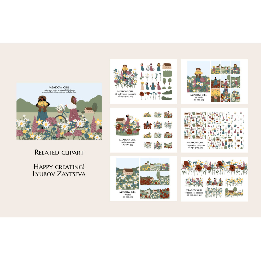 Wildflower meadow girl clipart-pattern (8).jpg