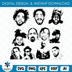 designs inspired by rappers svg png jpg design pack hip hop rap 90's legendary
