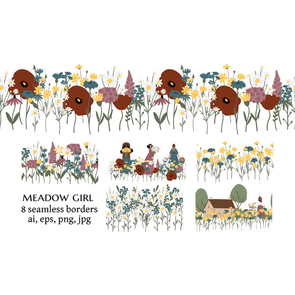 Wildflower meadow girl clipart-border (1).jpg