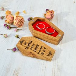 Gothic coffin ring box, personalized proposal or wedding coffin shaped rings box, coffin storage box