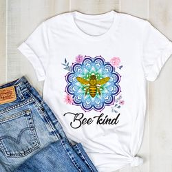 bee kind mandala shirt, hippie silhouette shirt, hippie tee, hippie shirt