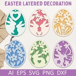 3d Easter egg svg, Easter Layered papercut, SVG DXF for Cricut and Silhouette