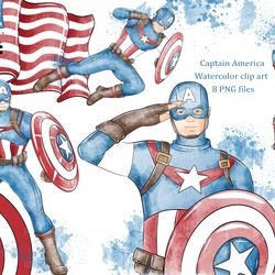watercolor Clip art super heroes  Super Hero Captain America Super Hero
