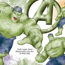 watercolor Clip art super heroes Hulk Super Hero