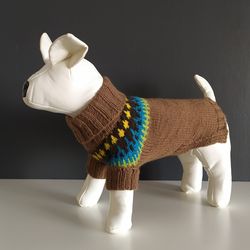 Knitted brown dog sweater