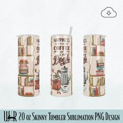 Book and Coffee Lover Tumbler Sublimation PNG Design t0044