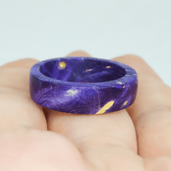 Purple wooden ring Handmade wood ring Custom wooden rings