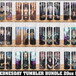 8 Wednesday Tumbler PNG, 20oz Skinny Tumbler, Full Tumbler Wrap, Addams Sublimation ,Can Glass Wrap, Horror Tumbler, PNG