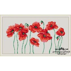 Red Poppies 67 Vintage Cross Stitch Pattern PDF Garden Flowers embroidery Compatible Pattern Keeper