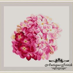 Pink Hydrangea 69 Vintage Cross Stitch Pattern PDF Garden Flowers embroidery Compatible Pattern Keeper