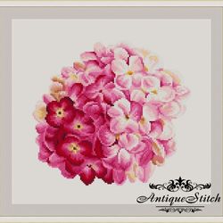 pink hydrangea 69 vintage cross stitch pattern pdf garden flowers embroidery compatible pattern keeper