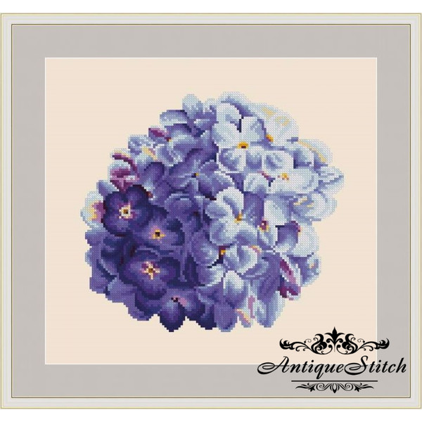 Blue Hydrangea cross stitch pattern