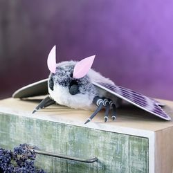 IN STOCK - Gray Moth Plush Doll Insect Figurine Art Toy