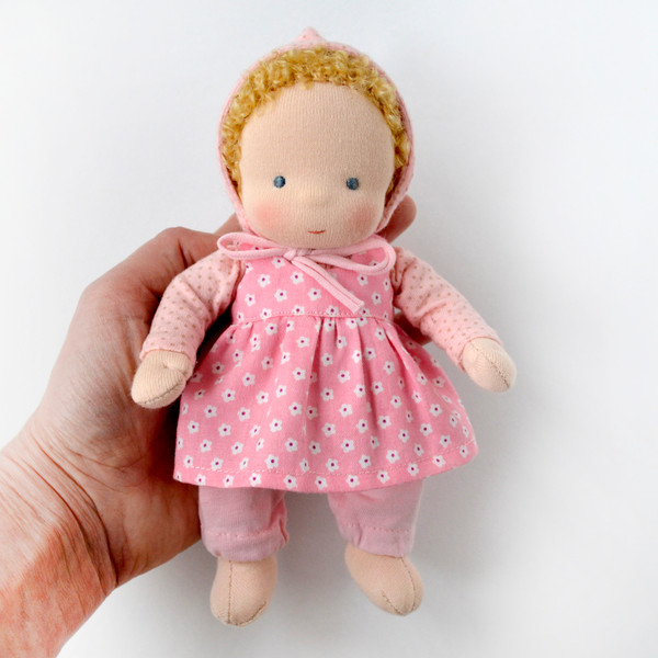 Waldorf baby doll 7"/18 cm tall