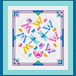 art deco summer sampler cross stitch pattern pdf by crossstitchingforfun, instant download, art deco series cross stitch