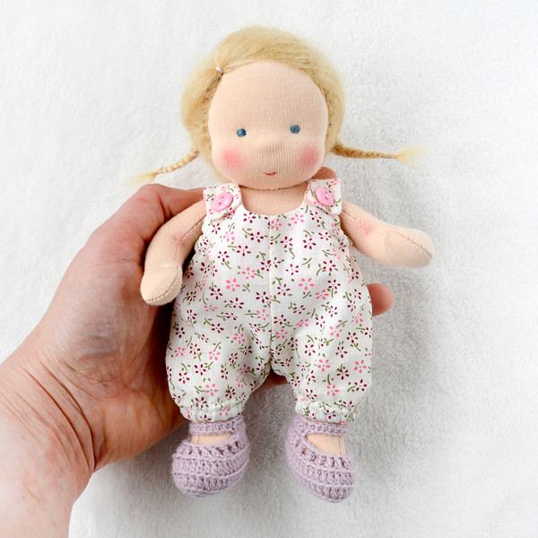 Waldorf baby doll 7"/18 cm tall